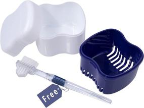 img 4 attached to 🦷 Удобный набор для ухода за зубными протезами: коробка для протезов Bearals, чашка, чаша для очистки и пропитывания с фильтром, щетка и контейнер для десен (фиолетовый)
