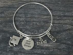 img 3 attached to 🎓 2021 Graduation Charm Bangle Bracelet - Live Your Dream! Inspirational Graduation Jewelry for Women, Teens, and Girls