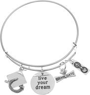 🎓 2021 graduation charm bangle bracelet - live your dream! inspirational graduation jewelry for women, teens, and girls logo