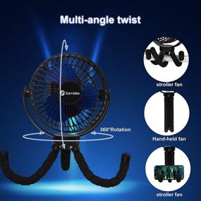 img 2 attached to Versatile Portable Fan for Baby Stroller - Power Bank, 50H 12000mAh Mini Cooling Bed Fan with Tripod - USB Rechargeable & Battery Operated - Clip On Stroller/Car Seat/Bike (Black)