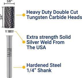 img 3 attached to 🔧 Carbide Burr 1/4" Shank, SA-3 Tungsten Double Cut Rotary Die Grinder Bits - Premium Cutting Burrs for Fordom, Dewalt, Milwaukee, and Die Grinder Accessories - Ideal for Wood Carving and Metalworking - Includes Sturdy Storage Case