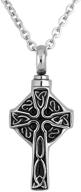 🔥 cly jewelry urn necklace: stainless steel cross religious cremation jewelry for ashes logo