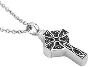 img 3 attached to 🔥 CLY Jewelry Urn Necklace: Stainless Steel Cross Religious Cremation Jewelry for Ashes