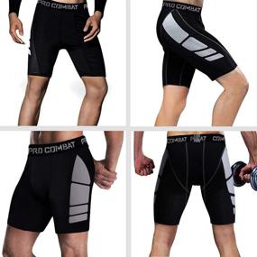 img 1 attached to 🩲 Premium 3-Pack Men's Compression Shorts: Quick Dry Sports Tights for Workouts, Training & Gym - Soft Running Pants