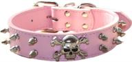 🐶 spiked leather dog collar - skull rivet studs with 2 rows of bullet rivets - stylish pu leather pet accessories for medium and large dogs logo