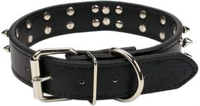 img 1 attached to 🐶 Spiked Leather Dog Collar - Skull Rivet Studs with 2 Rows of Bullet Rivets - Stylish PU Leather Pet Accessories for Medium and Large Dogs