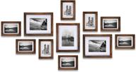 🖼️ ray & chow rustic brown gallery wall picture frames kit - set of 11 frames - solid wood - glass window - perfect for your 8x10, 5x7, and 4x6 photos - hanging hardware included logo