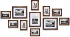 img 4 attached to 🖼️ Ray & Chow Rustic Brown Gallery Wall Picture Frames Kit - Set of 11 Frames - Solid Wood - Glass Window - Perfect for Your 8x10, 5x7, and 4x6 Photos - Hanging Hardware Included