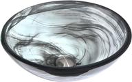 🚽 anzzi mezzo modern grey top mount tempered glass vessel bowl sink in slumber wisp, round above counter bathroom vanity countertop sink bowl with pop up drain, ls-az054 logo