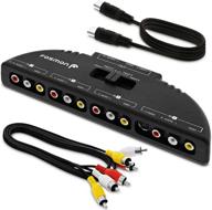 🔌 fosmon rca splitter: 4-way audio/video switch box + patch and s-video cable kit for multi-device tv connections logo