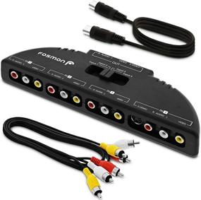 img 4 attached to 🔌 Fosmon RCA Splitter: 4-Way Audio/Video Switch Box + Patch and S-Video Cable Kit for Multi-Device TV Connections