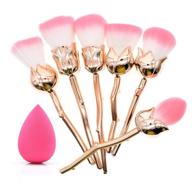 dolovemk 6pcs rose makeup brushes set - professional brushes for foundation, blending blush, concealer, eye shadow - ideal rose gold gifts logo