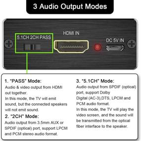 img 2 attached to 🔊 Musou 4K HDMI аудио экстрактор - HDMI к HDMI оптический Toslink SPDIF & 3.5 мм AUX стерео аудио конвертер для Roku, ПК, Xbox One - поддержка Dolby 5.1