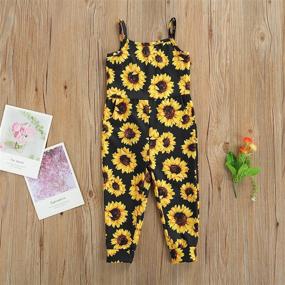 img 3 attached to Adorable Toddler Girls Floral Jumpsuit: Sleeveless Romper with Leopard/Sunflower Strap Overall Pants for Stylish Summer Looks
