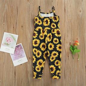 img 2 attached to Adorable Toddler Girls Floral Jumpsuit: Sleeveless Romper with Leopard/Sunflower Strap Overall Pants for Stylish Summer Looks