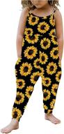 adorable toddler girls floral jumpsuit: sleeveless romper with leopard/sunflower strap overall pants for stylish summer looks logo