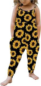 img 4 attached to Adorable Toddler Girls Floral Jumpsuit: Sleeveless Romper with Leopard/Sunflower Strap Overall Pants for Stylish Summer Looks