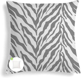 img 4 attached to 🦓 Декоративные подушки Fabritones Grey Zebra Pattern Square с наполнителем - 18x18 дюймов - Подушки для патио, дивана, кровати и мебели на патио