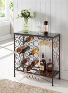 🍷 metal console table with marble finish top and wine rack by kings brand furniture logo