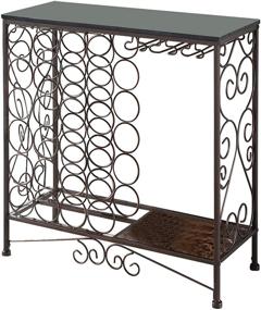 img 1 attached to 🍷 Metal Console Table with Marble Finish Top and Wine Rack by Kings Brand Furniture
