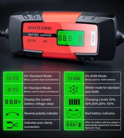 img 3 attached to 🔋 MAGLONG Smart Automatic Battery Charger with LCD Display - 6V/12V 1-4A - Automotive Battery Maintenance Charger for Car, Motorcycle, Lawn Mower, Boat, RV, SUV, and ATV - Waterproof and Eco-Friendly