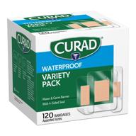 💦 curad waterproof bandage variety pack: 3 styles, assorted sizes (120 bandages) логотип