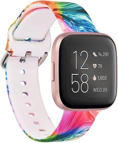 img 1 attached to 🌸 Colorful Floral CAGOS Bands for Fitbit Versa 2/Fitbit Versa/Fitbit Versa Lite - Silicone Sport Strap Accessories Replacement Wristbands for Fitbit Versa Smartwatch - Women Men Compatible