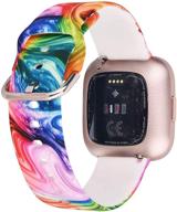 🌸 colorful floral cagos bands for fitbit versa 2/fitbit versa/fitbit versa lite - silicone sport strap accessories replacement wristbands for fitbit versa smartwatch - women men compatible logo