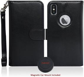 img 3 attached to Navor Magnetic Detachable Wallet Case And Universal Car Mount [RFID Protection][10 Card Slots] [3 Money Pocket] Compatible For IPhone X / 10-5