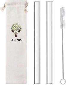 img 4 attached to 🥤 ALINK Glass Boba Straw: Reusable Wide Clear Smoothie Straws (Set of 2) with Cleaning Brush - 14mm X 9 inches