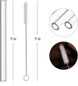 img 3 attached to 🥤 ALINK Glass Boba Straw: Reusable Wide Clear Smoothie Straws (Set of 2) with Cleaning Brush - 14mm X 9 inches