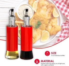 img 2 attached to 🍶 Enhance Your Kitchen with the Home Basics Essence Collection Sturdy Red 2-Piece Glass Oil and Vinegar Cruet Set, Medium