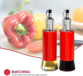 img 1 attached to 🍶 Enhance Your Kitchen with the Home Basics Essence Collection Sturdy Red 2-Piece Glass Oil and Vinegar Cruet Set, Medium