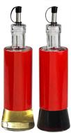 🍶 enhance your kitchen with the home basics essence collection sturdy red 2-piece glass oil and vinegar cruet set, medium logo