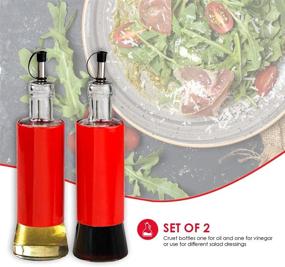 img 3 attached to 🍶 Enhance Your Kitchen with the Home Basics Essence Collection Sturdy Red 2-Piece Glass Oil and Vinegar Cruet Set, Medium