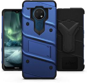 img 3 attached to 📱 ZIZO Bolt Series Nokia C5 Endi Case with Screen Protector Kickstand Holster Lanyard - Blue & Black