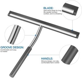 img 3 attached to 🚿 10.4‘’ Stainless Steel Shower Squeegee: Perfect for Shower Doors, Car Glass, Bathroom Windows, and Kitchen Mirrors (Gray)