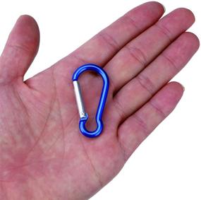 img 1 attached to 🔵 100pcs Small Spring-Loaded Gate Aluminum Carabiner Bulk Pack – Blue Carabiner Spring Clip Hook Buckle Set for Outdoor Activities, Keychain & Travel