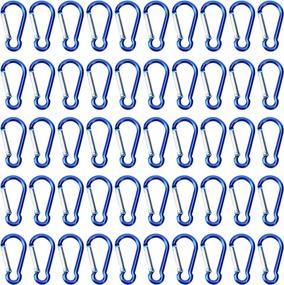 img 4 attached to 🔵 100pcs Small Spring-Loaded Gate Aluminum Carabiner Bulk Pack – Blue Carabiner Spring Clip Hook Buckle Set for Outdoor Activities, Keychain & Travel