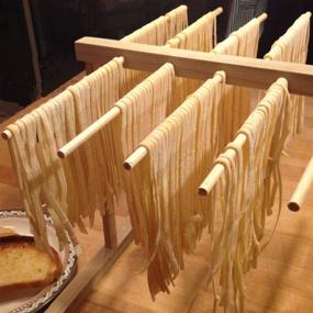 img 1 attached to 🍝 Gekufa Collapsible Pasta Drying Rack with 8 Arms - Household Spaghetti Noodle Dryer Beechwood - Efficient Pasta Drying Solution