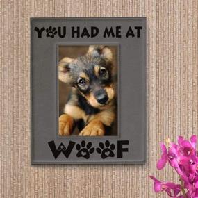 img 3 attached to 🐶 KATE POSH - Engraved Grey Leather Picture Frame: Celebrate Dog-Love with Woof! Perfect for Birthdays, Memorial, New Puppies, and More (4x6-Vertical)