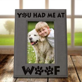 img 2 attached to 🐶 KATE POSH - Engraved Grey Leather Picture Frame: Celebrate Dog-Love with Woof! Perfect for Birthdays, Memorial, New Puppies, and More (4x6-Vertical)