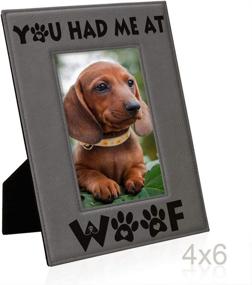 img 1 attached to 🐶 KATE POSH - Engraved Grey Leather Picture Frame: Celebrate Dog-Love with Woof! Perfect for Birthdays, Memorial, New Puppies, and More (4x6-Vertical)