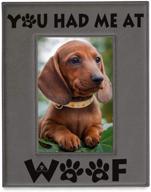 🐶 kate posh - engraved grey leather picture frame: celebrate dog-love with woof! perfect for birthdays, memorial, new puppies, and more (4x6-vertical) логотип