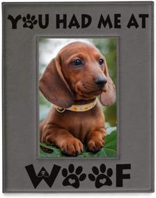 img 4 attached to 🐶 KATE POSH - Engraved Grey Leather Picture Frame: Celebrate Dog-Love with Woof! Perfect for Birthdays, Memorial, New Puppies, and More (4x6-Vertical)