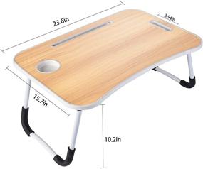 img 3 attached to Beige Laptop Desk: Portable & Multi-functional Bed Tray Table for Reading, Eating, Working, Gaming, Drawing