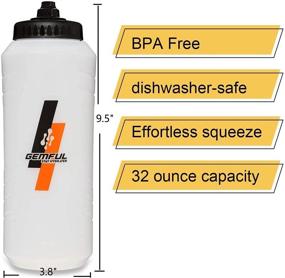 img 3 attached to 💧 Squeeze Water Bottles Sports 32 ounces BPA Free (Pack of 2, Blue and White)