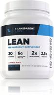 прозрачные лаборатории lean pre-workout + bcaa аминокислоты - кето-дружественный энергетический порошок для мышечной силы, выносливости и стойкости (тропический удар, 30 порций) логотип