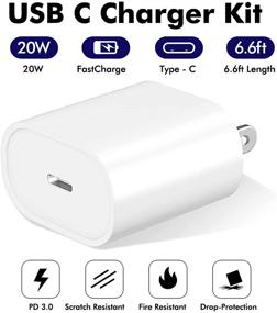 img 2 attached to Apple MFi Certified iPhone Fast Charger: 20W PD Type C Wall Charger with 6.6FT USB C to Lightning Cable- Compatible with iPhone 12/11/XS/XR/X 8/SE 2020, iPad