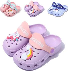 img 4 attached to Adorable Unicorn Slip-On Toddler Sandals - Lightweight, Shockproof & Non-Slip Beach Shoes for Kids